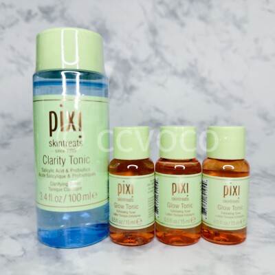 PIXI LOT | Clarity Tonic Toner 3.4 oz + Glow Tonic 0.5 oz x 3 = 1.5 oz Mixed Set