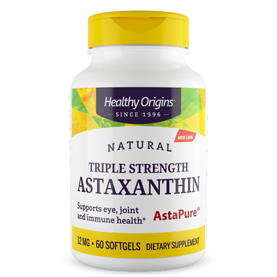 Healthy Origins Astaxanthine 12mg 60 Gélule,Eye & Cœur Health,Immunitaire