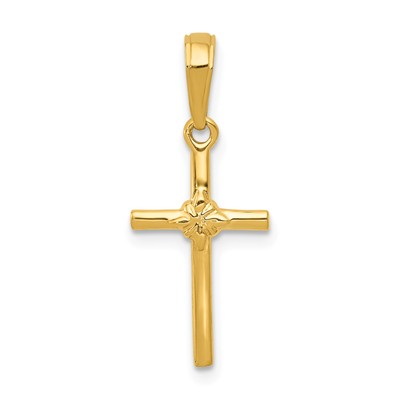 Avariah Solid 14k Yellow Gold Polished Cross Charm - 22mm
