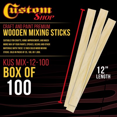 Craft Paint 12" Inch Wood Stirrers Mix Epoxy resin Paint Mixing - 100 Sticks
