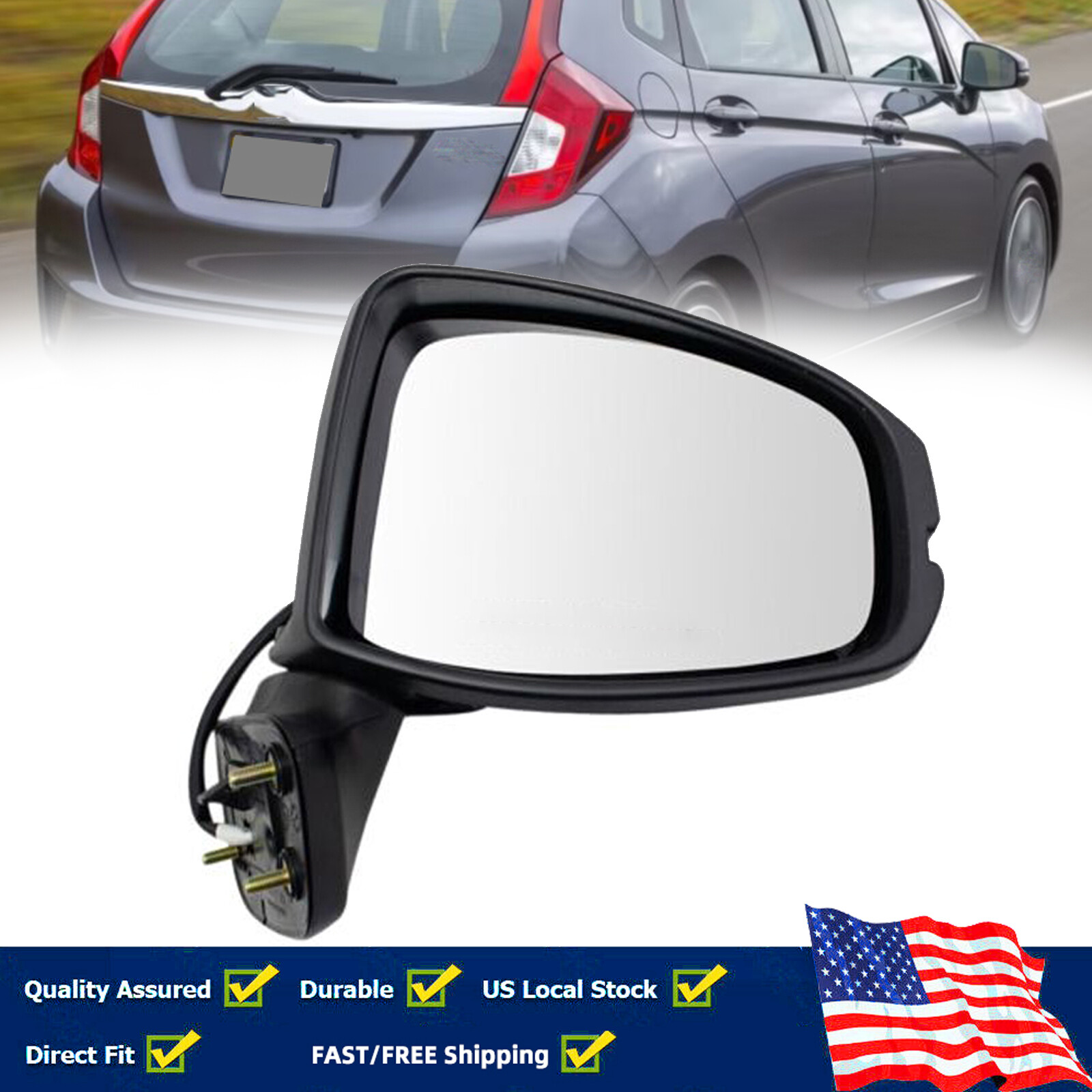 Черное боковое зеркало пассажира RH 3PIN с ручным складыванием для Honda Fit MK4 2015-2018 2019