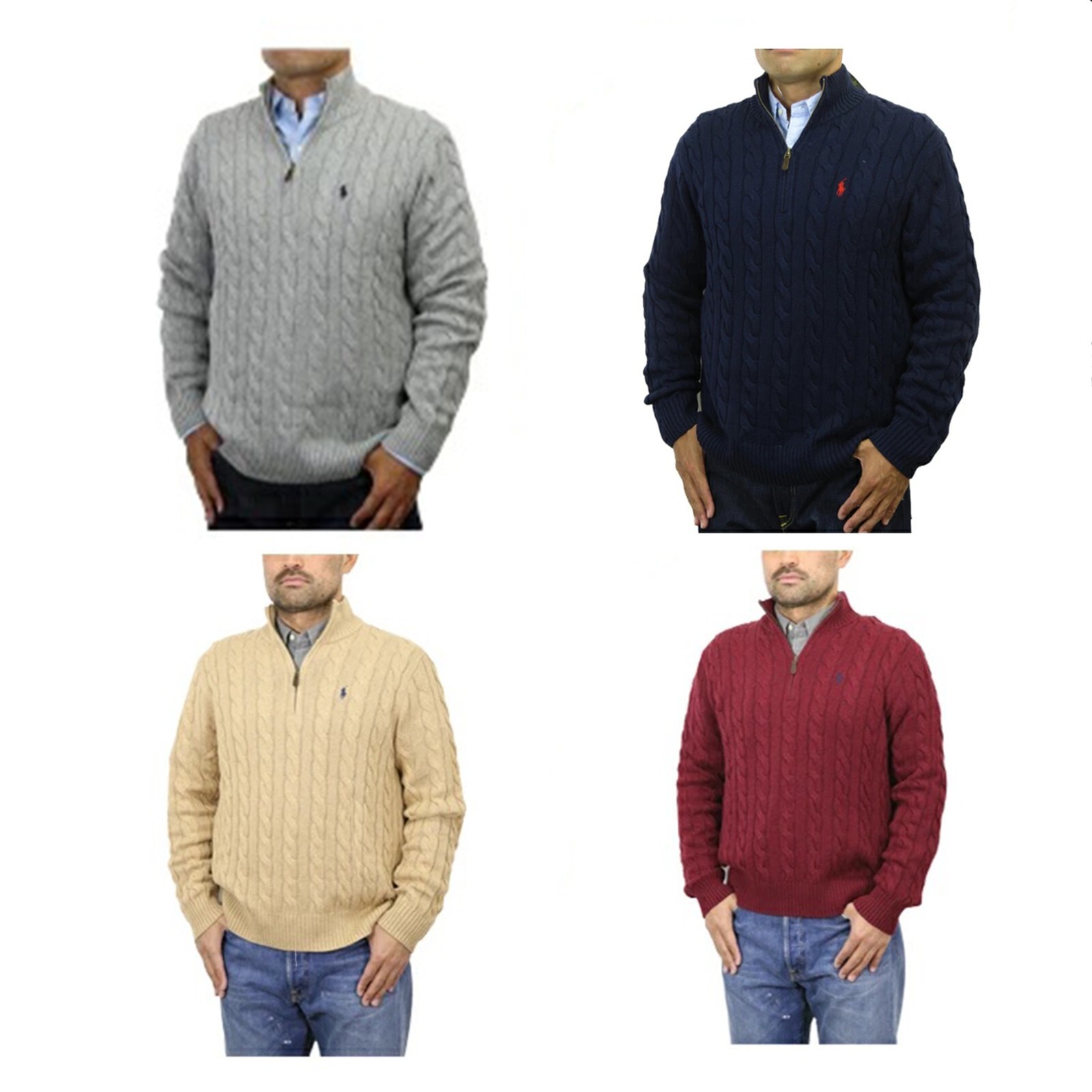 

Мужской пуловер Polo Ralph Lauren с молнией 1/4, хлопковый вязаный свитер