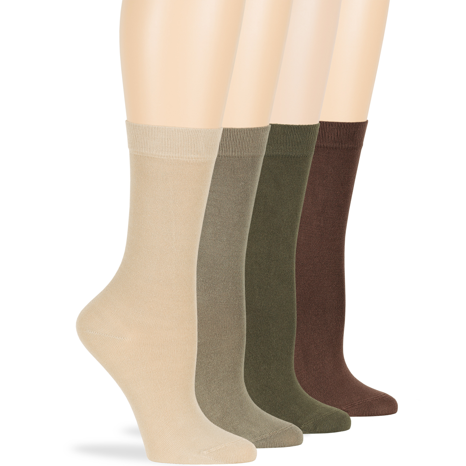 Women' Bamboo 4 Pack Assorted Soft Socks Medium 9-11 Brown, Green, Beige, Khaki - Picture 12 of 13