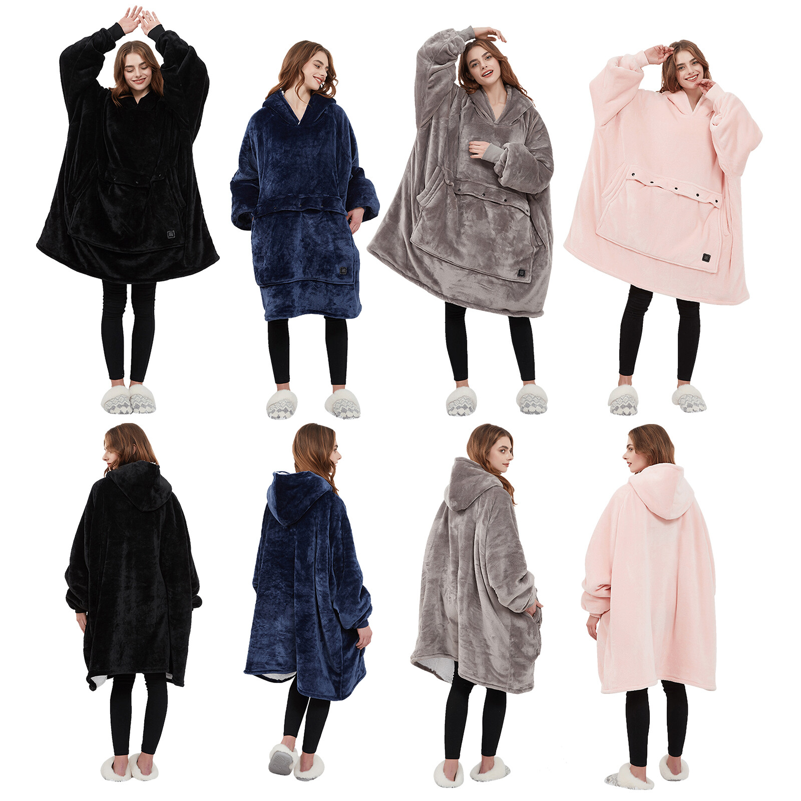 Electric Oversized Blanket Hoodie Fur Heated Big Wearable Sherpa Fleece Adults