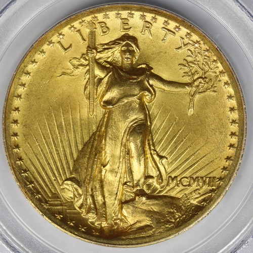 1907 $20 Saint Gaudens High Relief Wire Edge PCGS MS64