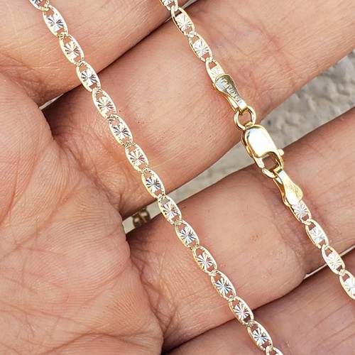 Pre-owned Rosegold 14k Yellow White Rose Gold 18 Inches Long Chain 2 Mm Wide Diamond Cut