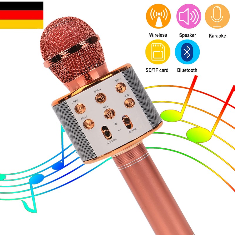 Bluetooth Karaoke Mikrofon Tragbares Handmikrofon für Kinder und Erwachsene USB