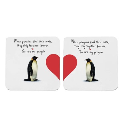 Reusable Placemats Fun Patterned Coasters Set of 2 Penguin Cup Holder Bright