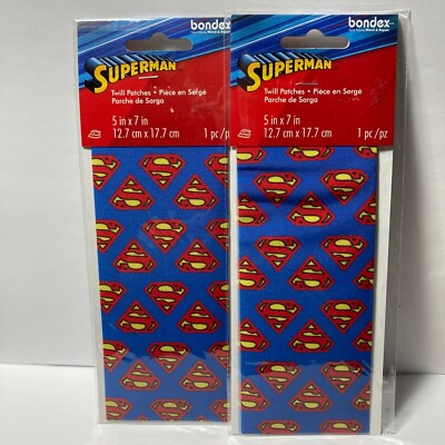 Bondex Superman No Sew Iron On Patches Set of 2 Design Crafts Repair Clothes