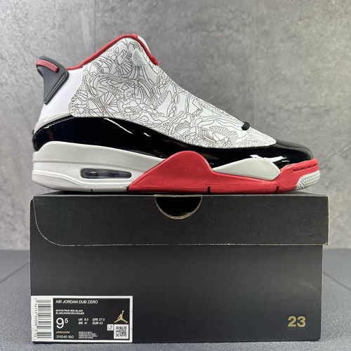 Air Jordan Dub Zero Size 9.5 Mens Black White Red Sneakers