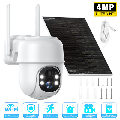 Solar Battery Powered Wireless WiFi Outdoor Pan/Tilt Home Security Camera System