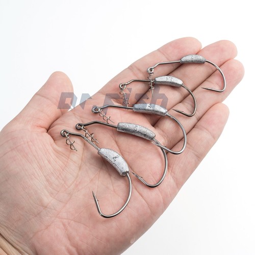 Dr.Fish 20x Weighted Swimbait Worm Hooks w/ Spring Keeper Weedless Twistlock Jig