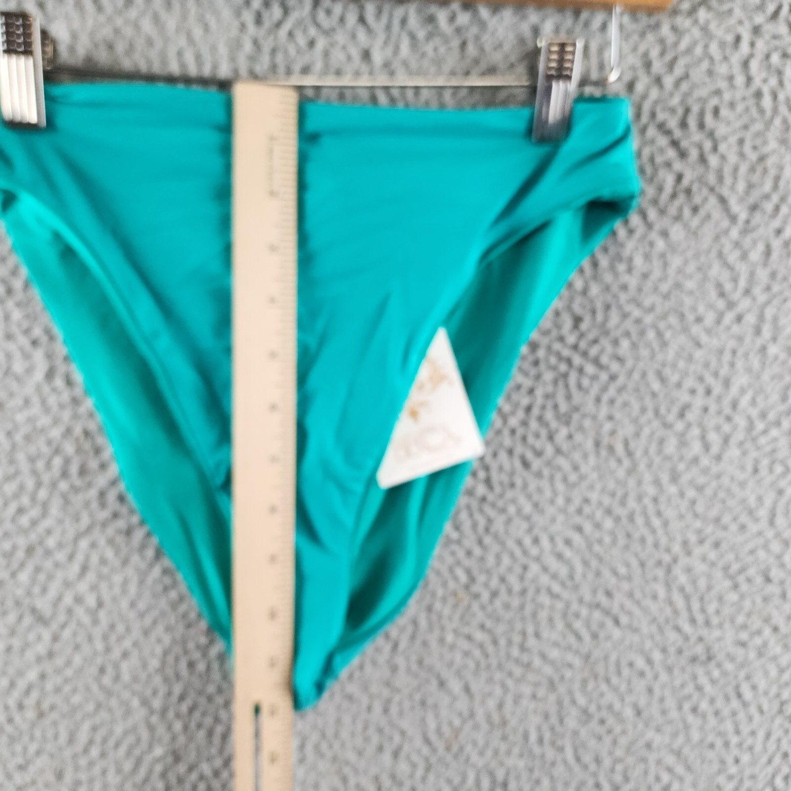 BECCA® by Rebecca Virtue Socialite High Waist Bikini Bottom Women's M Teal Solid - Picture 9 of 12