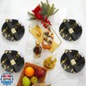 Dlebay 75 Pack Pre Rolled Gold Plastic Silverware Set,Wrapped Plastic Cutlery Set with Napkin Include 75 Forks,75 Spoons,75 Knives and 75 Black Napkins for Party, Wedding