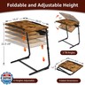 Folding TV Tray Adjustable Dinner - Trays for Eating On Couch Wooden Tables Mate Stand Foldable Desk with Cup Holder Portable