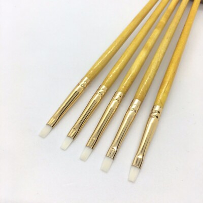 XDT Flat Tip Nail Artist Paint Brush #000 Set 5 Pc Fine Micro Detail