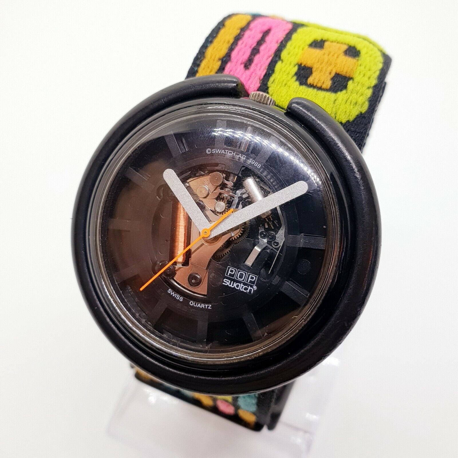 1988 Ultra Rare Skeleton Retro Pop Swatch Watch tribal Funky 1988 Ultra Rare Skeleton Retro Pop Swatch Watch tribal Funky