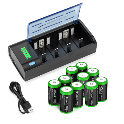 HiQuick C D Size C D Cell NI-MH Rechargeable Batteries Pack /Battery Charger LOT