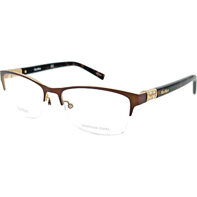 Max Mara MM1236 Women's Semi Rimless Eyeglass Frame 0D27 Brown Rose Gold 52-16