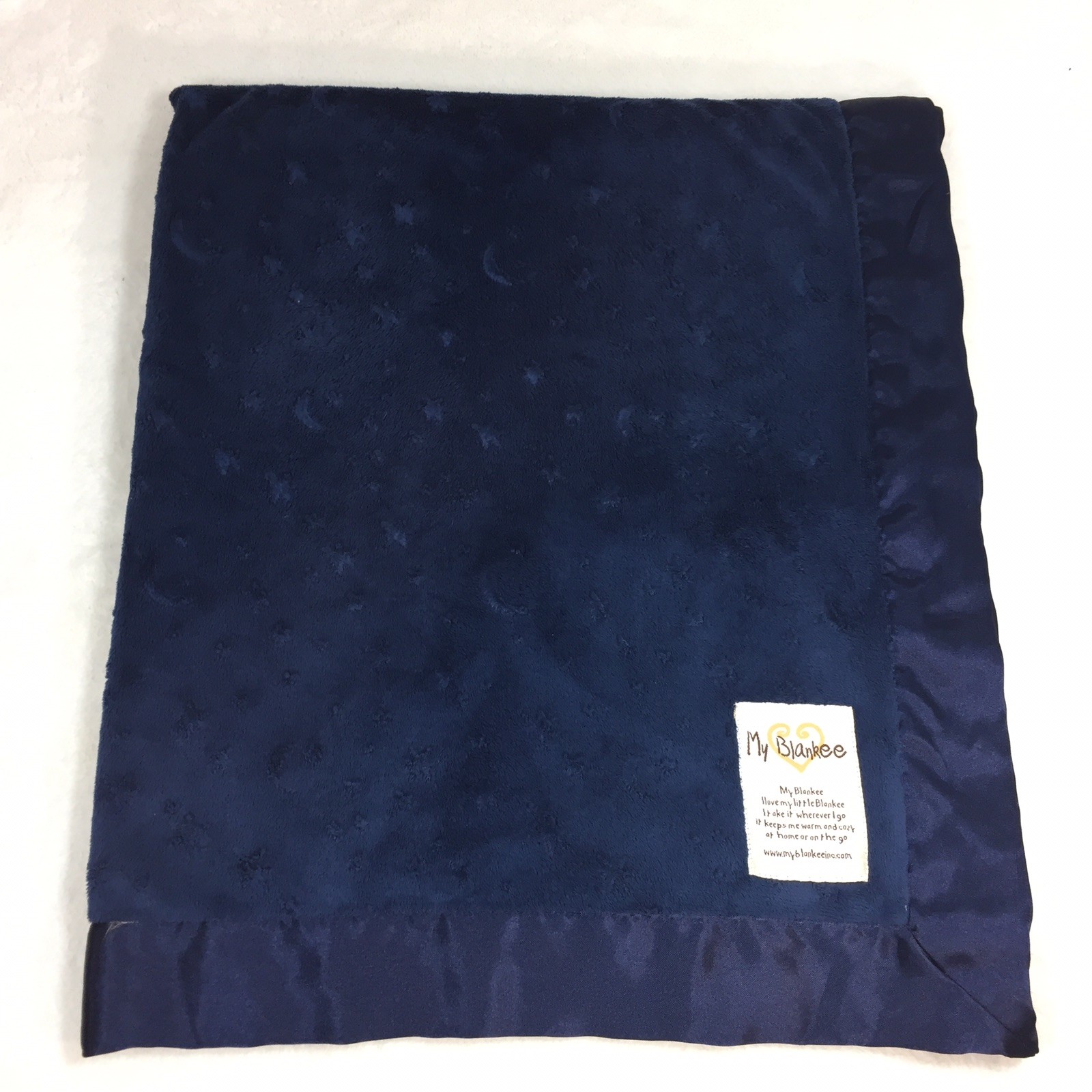 My Blankee Lovey Security Blanket Star Moon Print Navy Blue Baby Soft ST