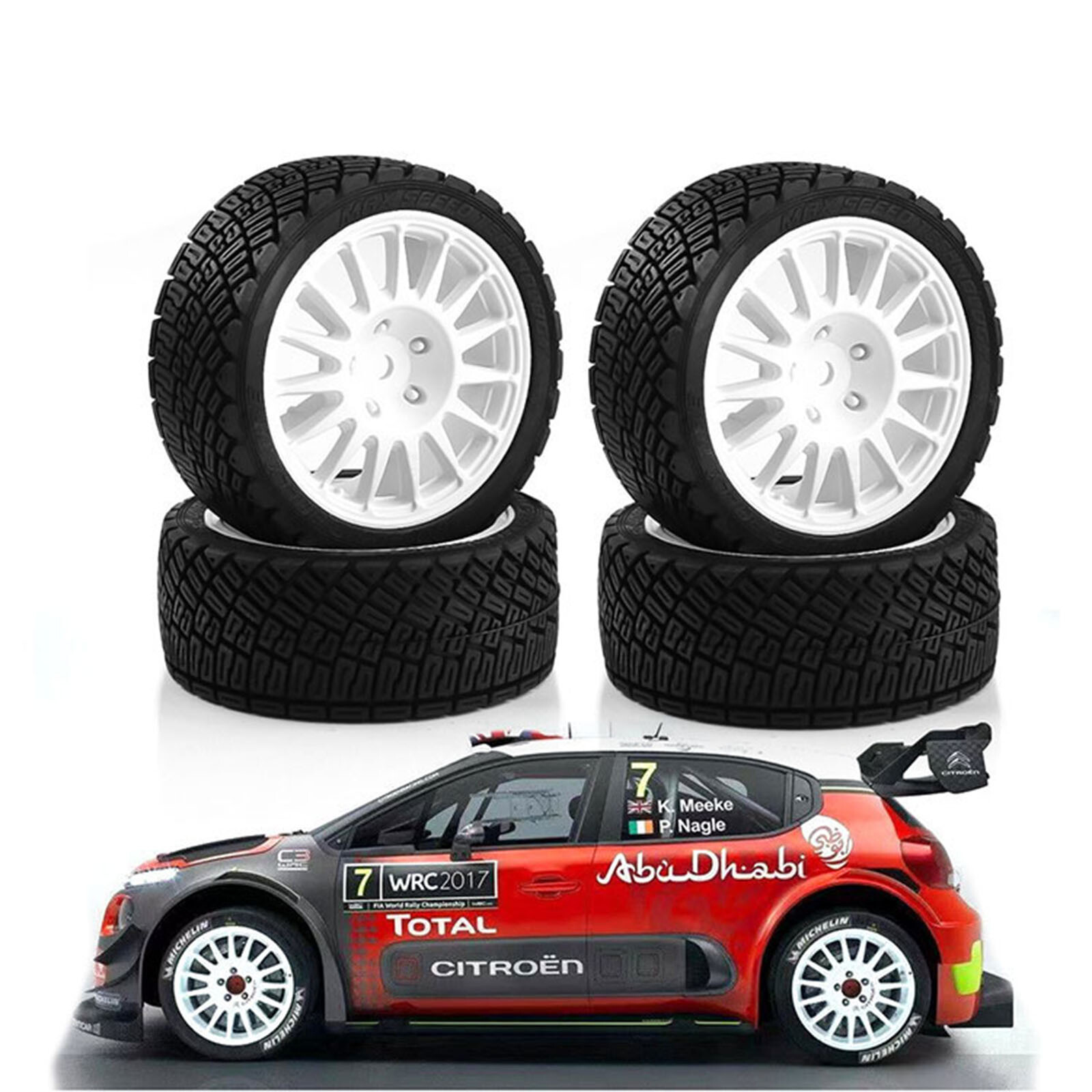 Lot De 4 Pneus RC Compatibles Tamiya XV-01, XV01, TA06, TT-01, TT-02 1/10 – Caoutchouc, Diam. 70 Mm, Hex 12 Mm – Upgrade Facile