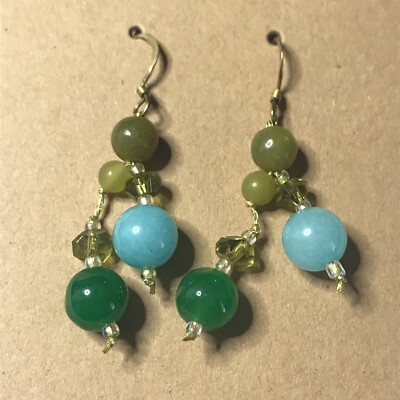 Silver 925 Gold Plated Handmade artisan Bead Drop Dangle EARRINGS