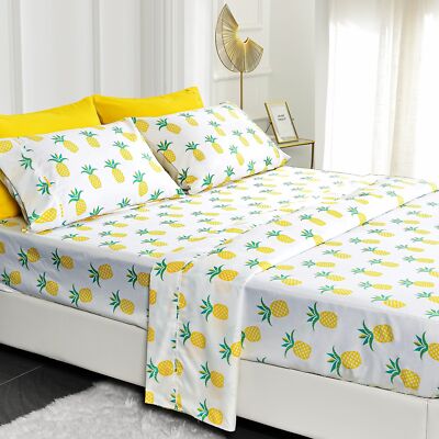 American Home Collection Ultra Soft 4-6 Piece Pineapple Bed Sheet Set