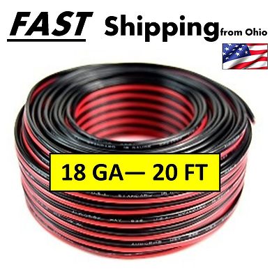 Audiopipe 20' Feet 18 GA Gauge Red Black 2 Conductor Speaker Wire Audio Connect