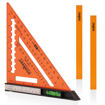 HORUSDY 7Inch Rafter Square with Level Die-Casting Carpenter Square Layout Tool