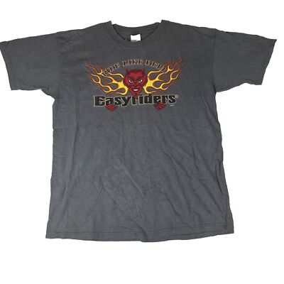 Vintage EasyRiders Ride Like Hell Columbus OH Retro Graphic T-Shirt Size L Gray