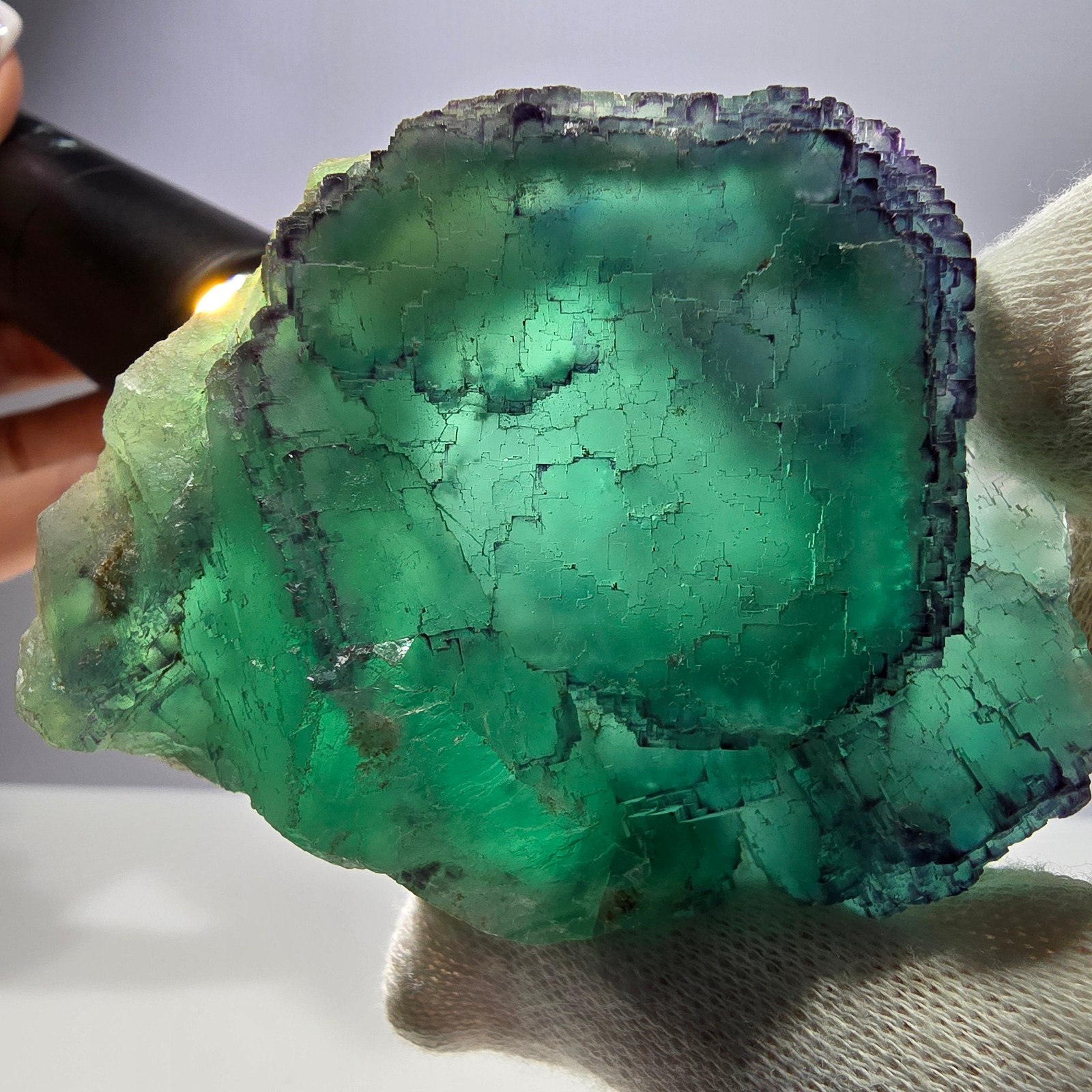 Phantom Fluorite Cube Stepped Parquet Zonal Okorusu Namibia 78*60*37mm