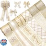 Tsorode Christmas Ribbon Wired 2.5 inch,6 Rolls 36 Yards Champagne Gold Christmas Tree Ribbon,Holiday Wired Ribbons for Tree Topper Bow Wreath Gift Wrapping Xmas Decorations (Champagne Gold)