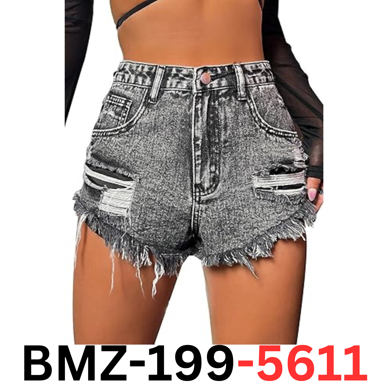 Verdusa Women's Casual Ripped Raw Hem Denim Short Distressed Jean Shorts Grey 28