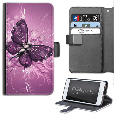 Purple Butterfly Phone Case;PU Leather Flip Case;Cover For Samsung;Apple