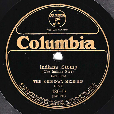 Columbia #480-D: Orig. Memphis 5-''Indiana Stomp''/''Throw Down Blues'' E/E- clean