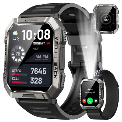 Military Smart Watch Men with Bluetooth Phone Call(Answer/Make Call) Smartwatch