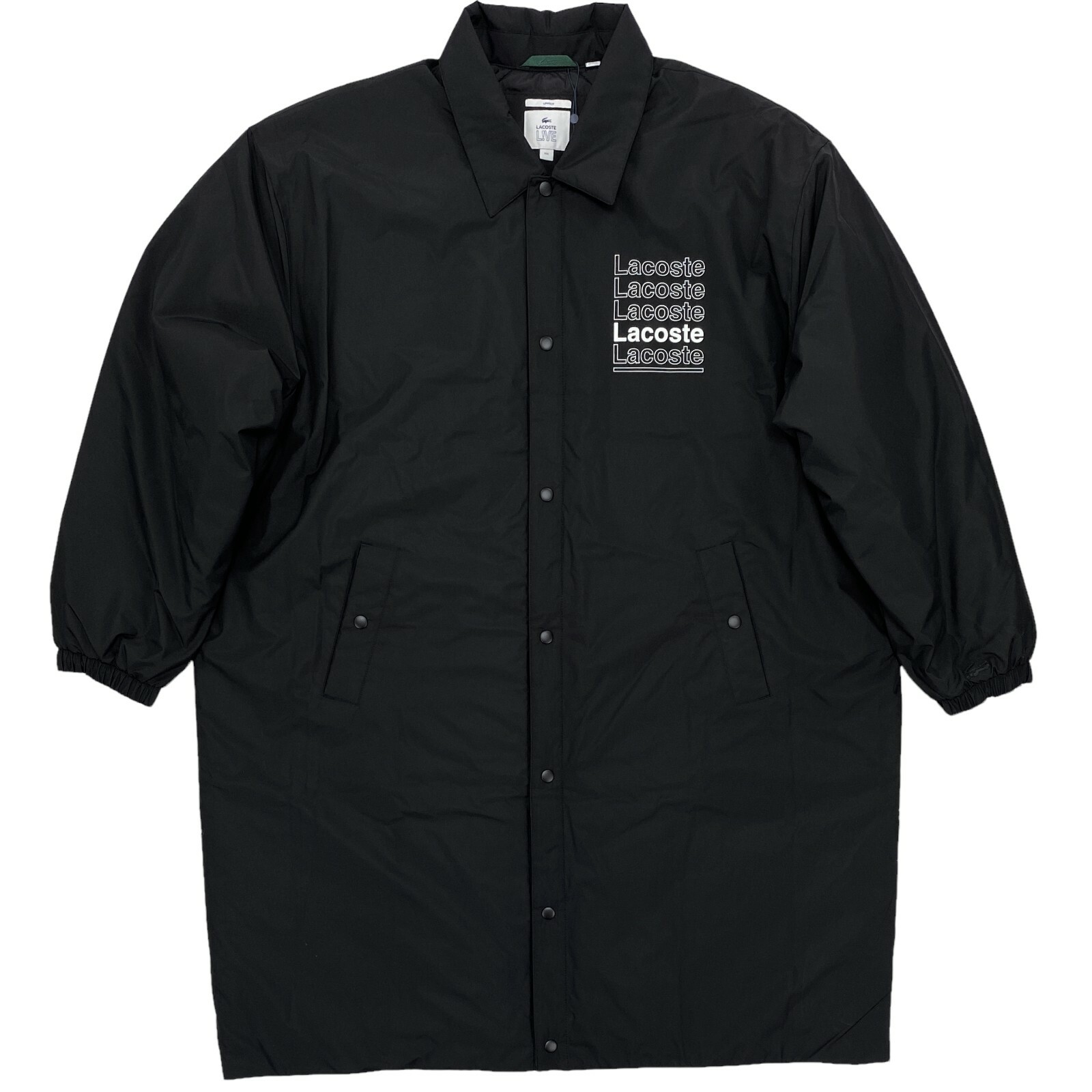 

Lacoste L!VE Water Resistant Parka Puffer Jacket Size XXL Black Letter Print, Черный