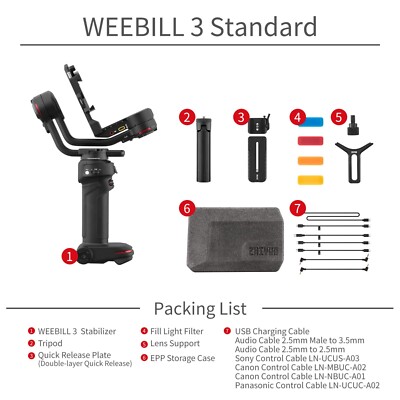 Zhiyun Weebill 3 3S Combo 3-Axis Gimbal Stabilizer Upgrade Built-in Fill Light