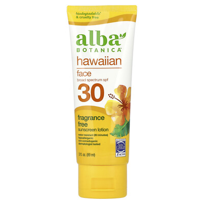 Гавайский солнцезащитный лосьон для лица, SPF 30, без отдушек, 3 жидких унции (89 мл)
