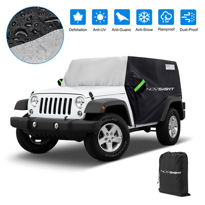 Half Cab Car Cover Waterproof Protector For Jeep Wrangler 2 Door JK JL 2007-2024