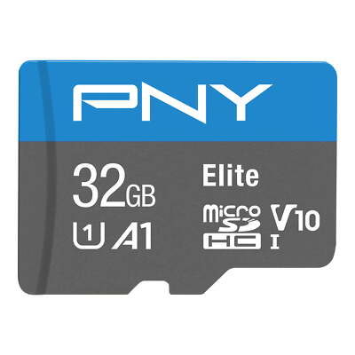 PNY P-SDU32GV11100ELMA-GE 32GB Elite Class 10 U1 V10, A1 microSDHC Flash Memory