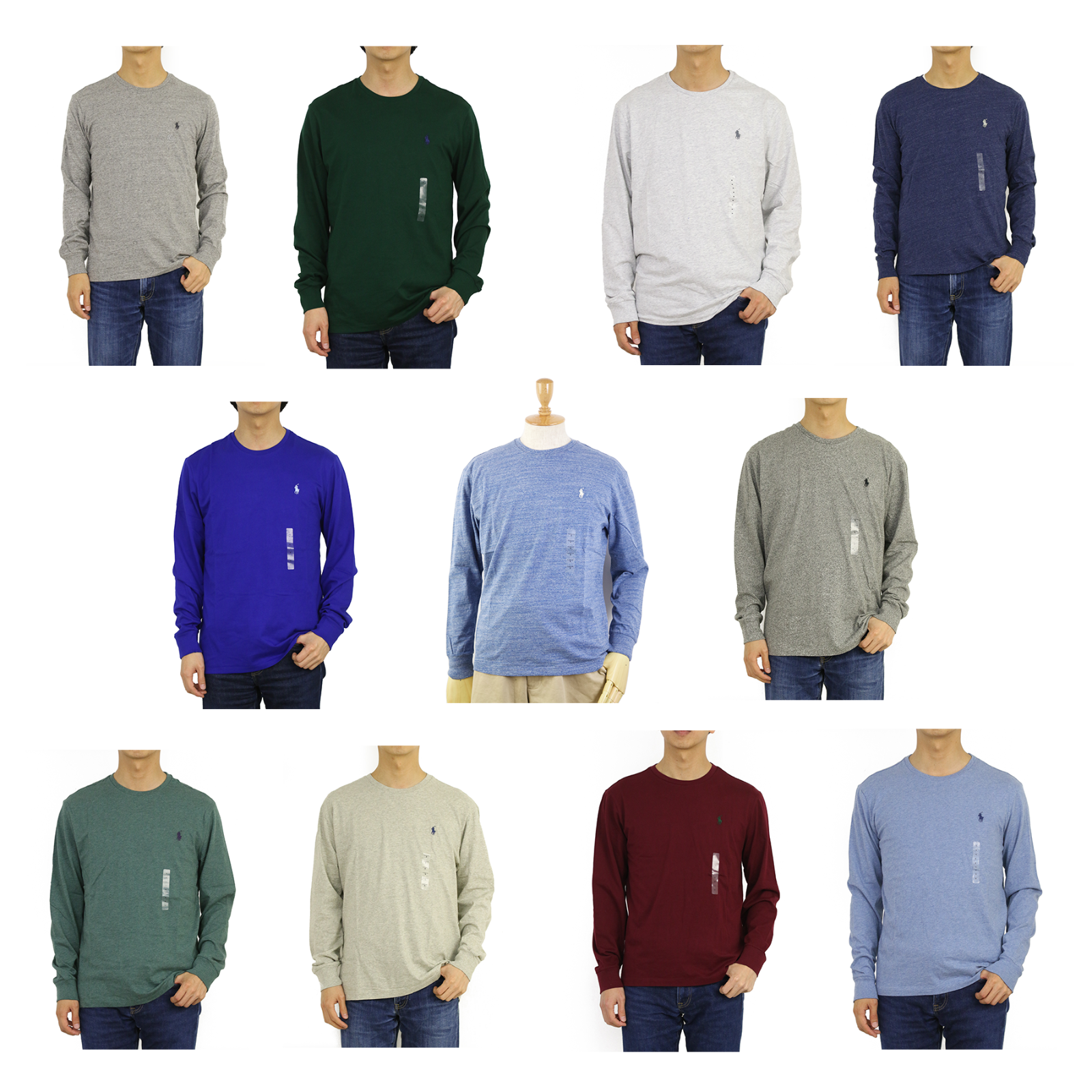 

Однотонная футболка с длинным рукавом и круглым вырезом с принтом пони Polo Ralph Lauren - 11 цветов -