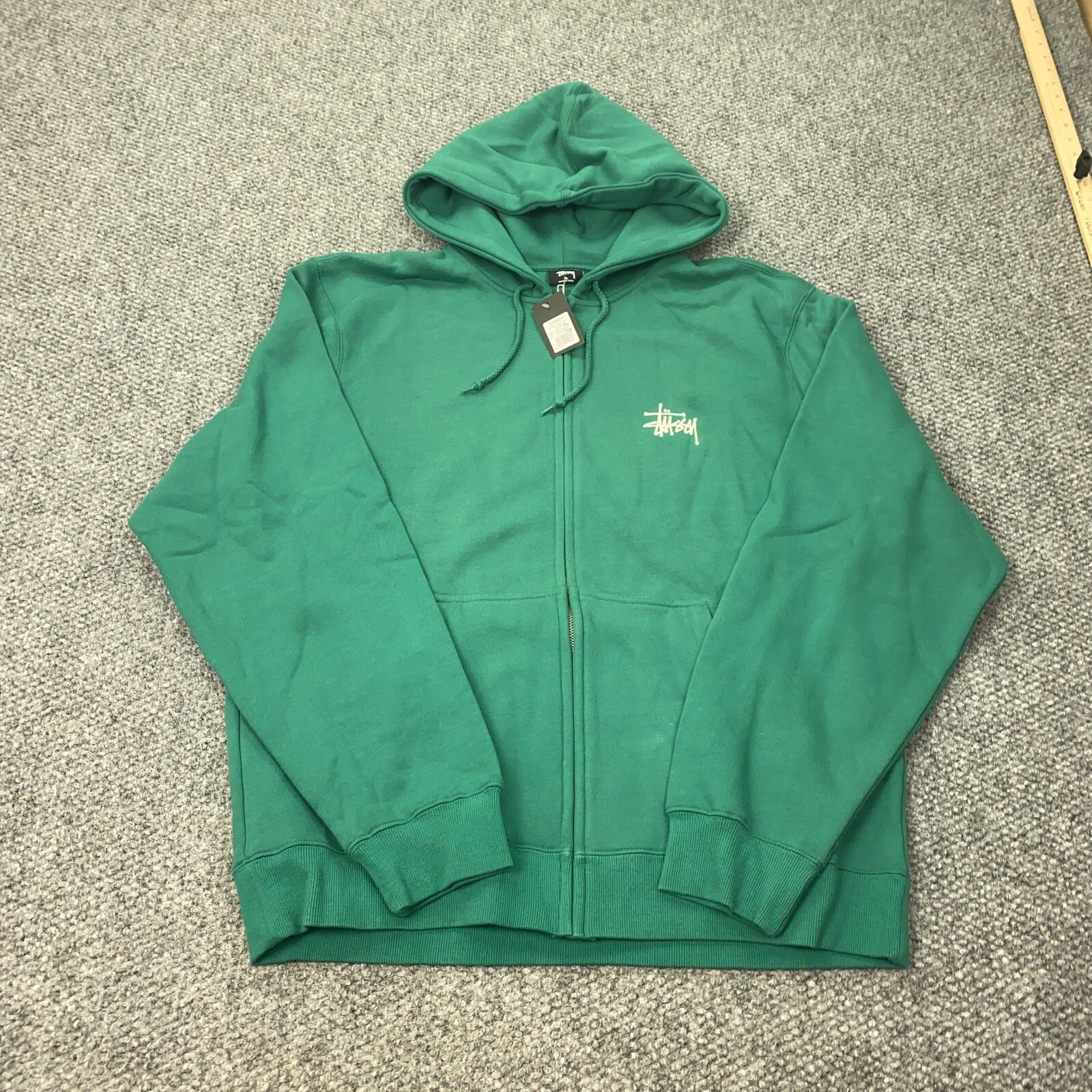 Stussy Basic Zip Hoodie Mens XL Dark Green Sweatshirt NWT | eBay
