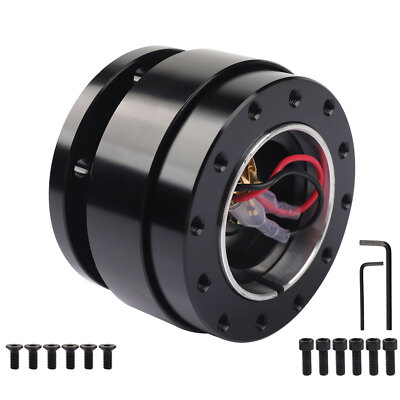 Black Quick Release Hub Adapter Snap Off Boss Kit For Car 6 Hole Steering Wheel