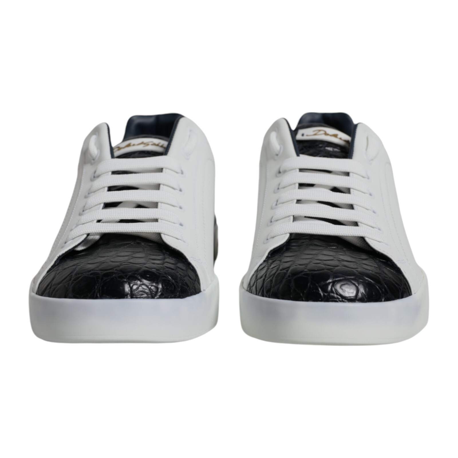 Pre-owned Dolce & Gabbana Shoes White Leather Logo Portofino Sneaker Eu41 / Us8 1880usd In White, Black