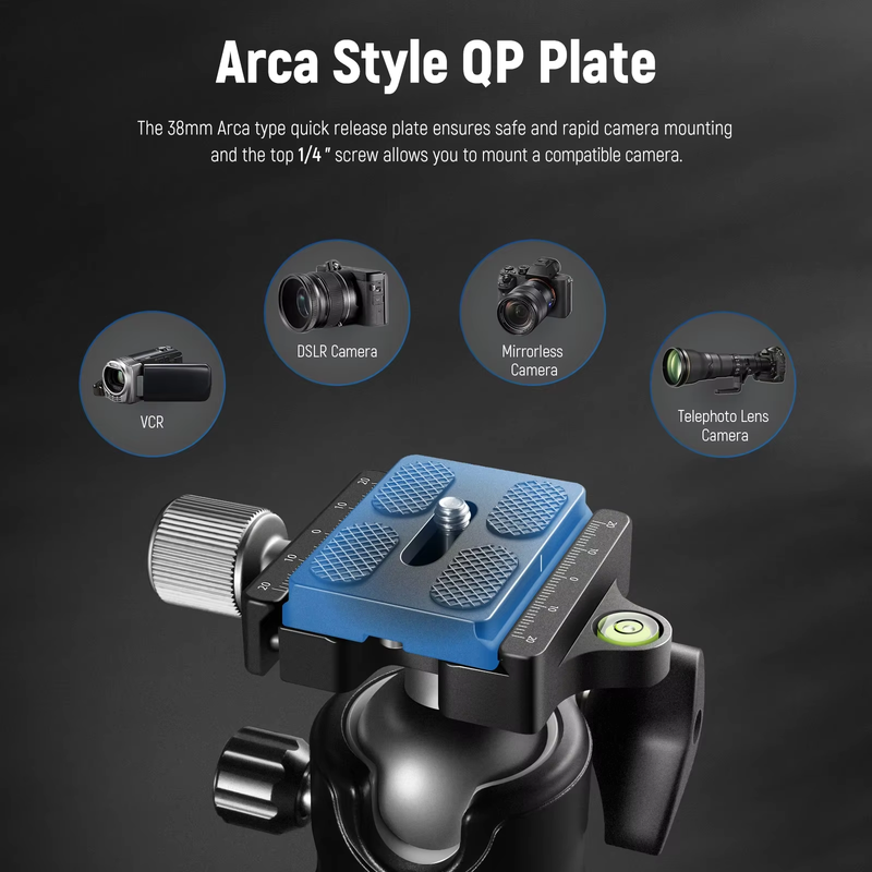 Low-Profile 36mm Metal Panorama Ball Head Camera Tripod Base with Arca-Compatibl