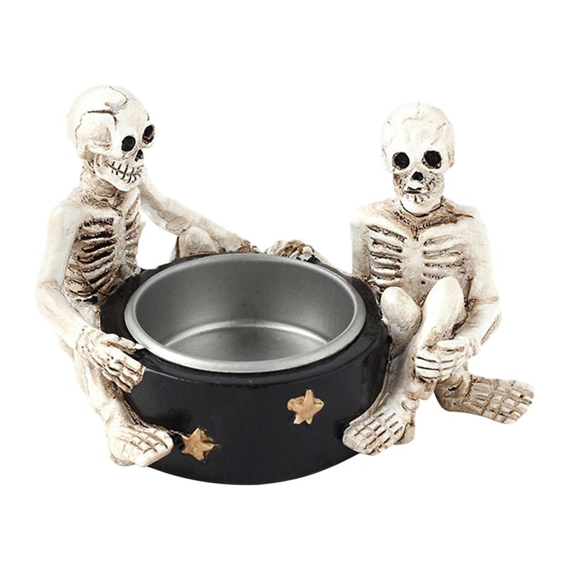Skull Candle Holder Halloween Skull Candlestick Stand for Candlelight Dinner