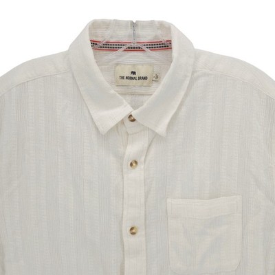 THE NORMAL BRAND White Textured Short Sleeve Button Up Shirt 100% Cotton LARGE