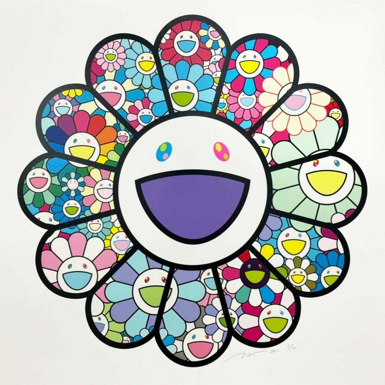 Takashi Murakami Smile On, Rainbow Flower! Print Signed, ed