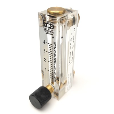 King Instrument 75301112C17 Acrylic Tube Flowmeter With Valve, 0-4SCFM, 1/4''NPT